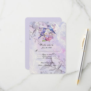 Lilacs and Bluebirds RSVP Card