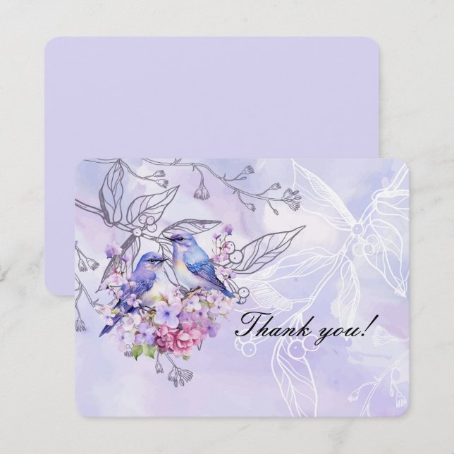 Lilacs and Bluebirds Thank You Card (Front/Back)