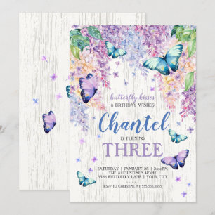 Lilacs and Butterfly   Birthday Invitation