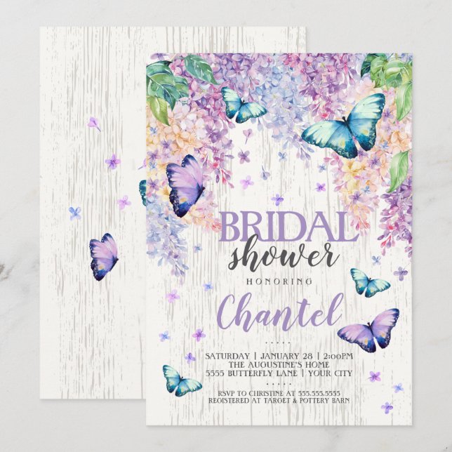 Lilacs and Butterfly | Bridal Shower Invitation (Front/Back)