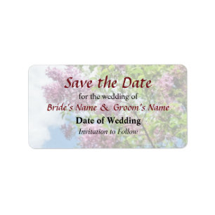 Lilacs and Clouds Save the Date Label