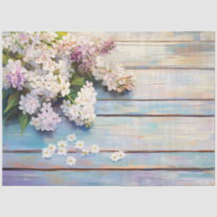 Lilacs and Daisies on Pastel Wood Tissue Paper
