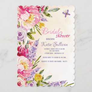 Lilacs and Peonies Floral Invitation