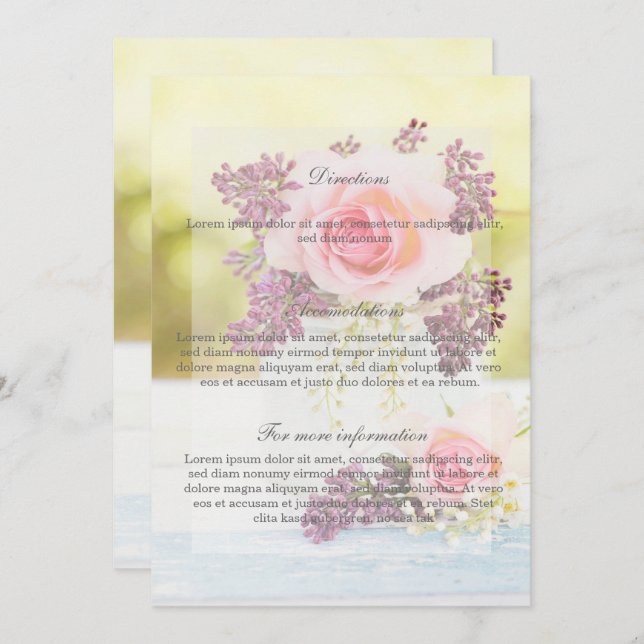 Lilacs and Roses Vintage Wedding Directions Invitation (Front/Back)