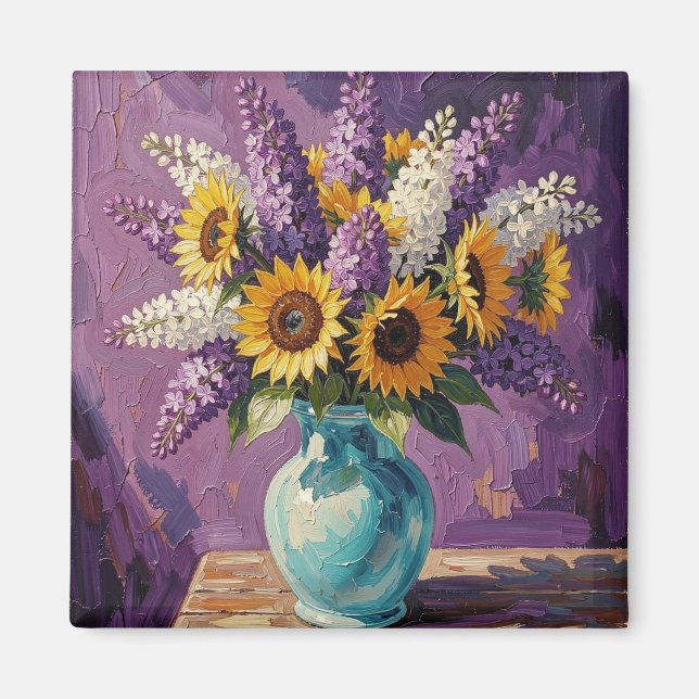 Lilacs and Sunflowers | Botanical Design   Magnet (Front)