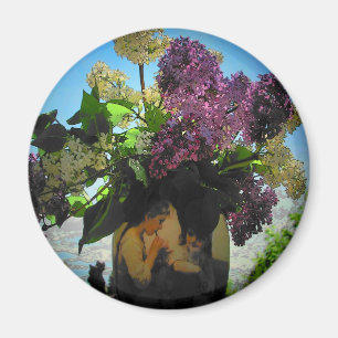 Lilacs and Vase Sisters Picnic Magnet