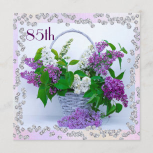 Lilacs & Diamonds 85th Birthday Invitation