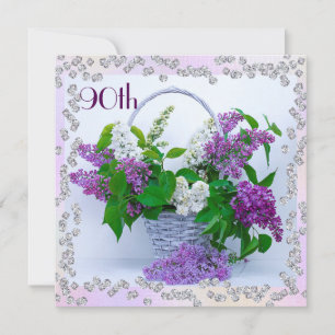Lilacs & Diamonds 90th Birthday Invitation