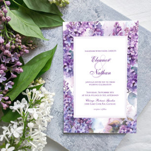 Lilacs Floral Frame Spring Summer Wedding  Invitation