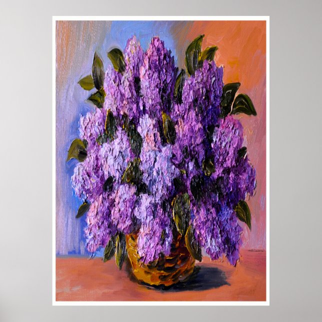 Lilacs Floral Oil Painting Poster (Front)