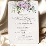 Lilacs Greenery Script Wedding Invitation Purple<br><div class="desc">This beautiful wedding invitation is the perfect way to announce your special day. The invitation is lilacs-themed, featuring stunning purple watercolor florals and greenery that will add a touch of elegance to your event. The invitation is perfect for spring or summer weddings and will set the tone for your big...</div>