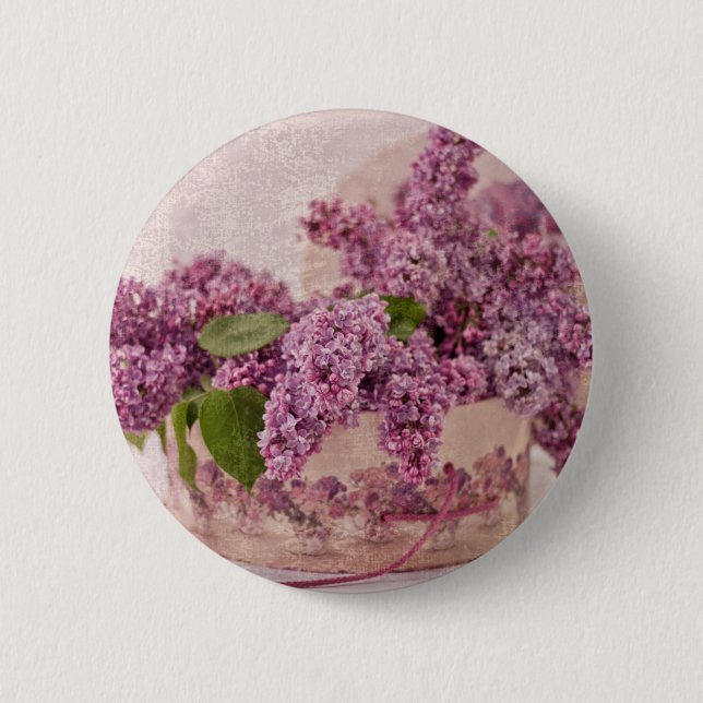 Lilacs In A Victorian Hat Box 6 Cm Round Badge (Front)