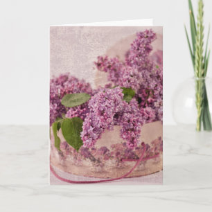 Lilacs In A Victorian Hat Box Card
