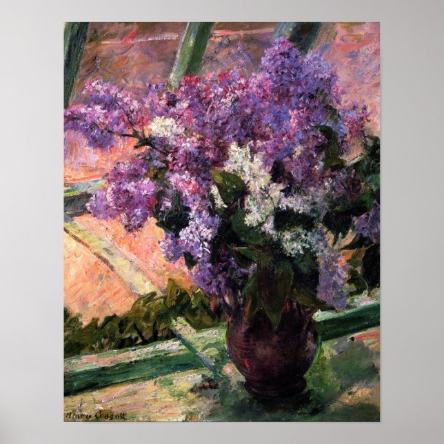 Lilacs in a Window by Mary Cassatt Poster (Front)