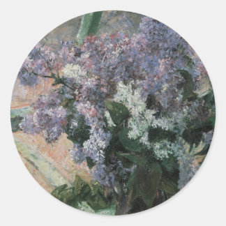 Lilacs in a Window by Mary Cassatt, Vintage Art Classic Round Sticker