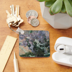 Lilacs in a Window by Mary Cassatt, Vintage Art Key Ring