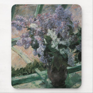Lilacs in a Window by Mary Cassatt, Vintage Art Mouse Mat