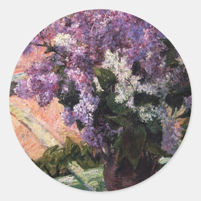 Lilacs in a Window, Mary Cassatt Classic Round Sticker (Front)