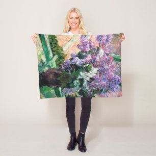 Lilacs in a Window, Mary Cassatt Fleece Blanket