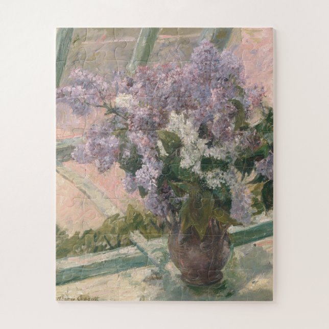 Lilacs in Window by Mary Cassatt American Painter Jigsaw Puzzle (Vertical)