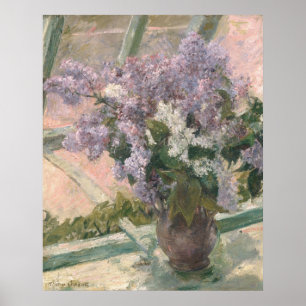 Lilacs in Window by Mary Cassatt American Painter Poster