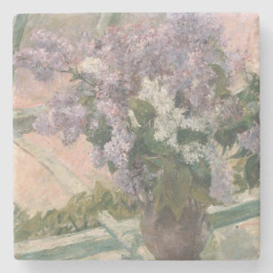Lilacs in Window by Mary Cassatt American Painter Stone Coaster