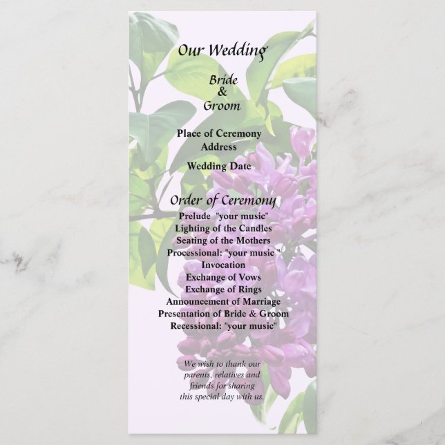 Lilacs Just Opening Programme (Front)