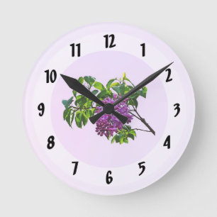 Lilacs Just Opening Round Clock