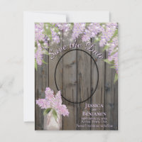 Lilacs & Lights on Barn Wood Purple Wedding