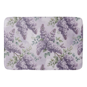 Lilacs Lilac Blossoms Sage Green Dusty Lavender Bath Mat