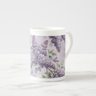 Lilacs Lilac Blossoms Sage Green Dusty Lavender  Bone China Mug