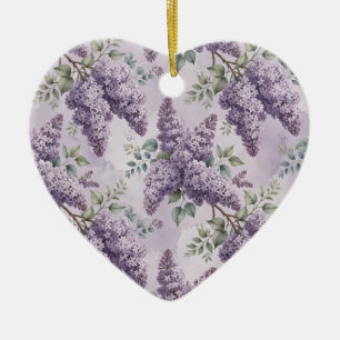 Lilacs Lilac Blossoms Sage Green Dusty Lavender Ceramic Tree Decoration