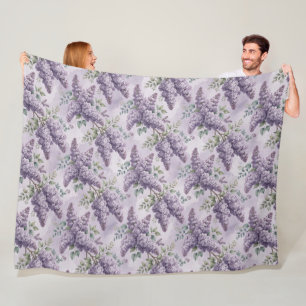Lilacs Lilac Blossoms Sage Green Dusty Lavender  Fleece Blanket