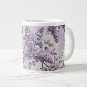 Lilacs Lilac Blossoms Sage Green Dusty Lavender  Large Coffee Mug