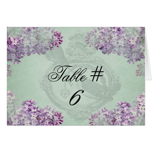 Lilacs Locket Customised Table Number Cards (Front Horizontal)