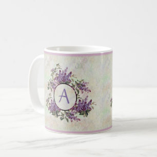 Lilacs Monogram Pastel Marble Ceramic Mug