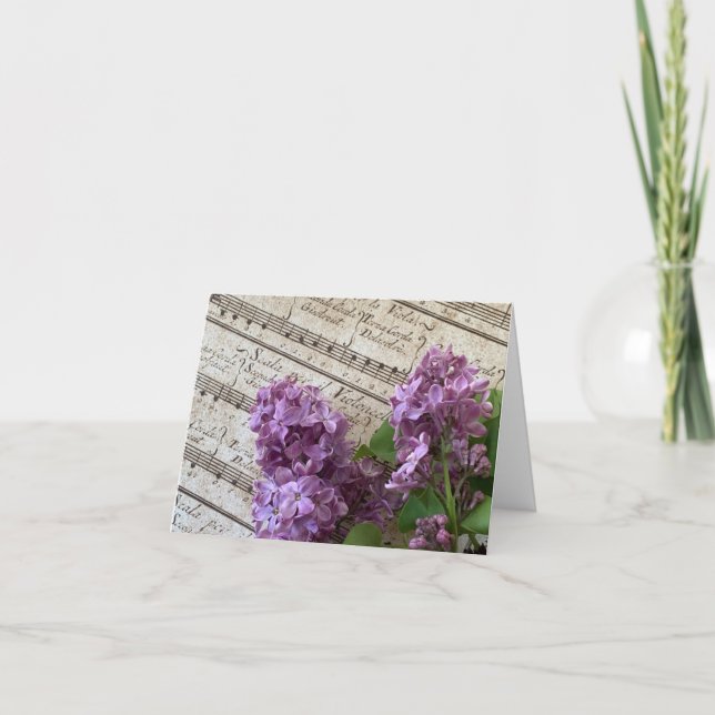 Lilacs on old sheet music card (Front)