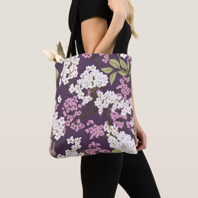 Lilacs On Purple Tote Bag (Close Up)