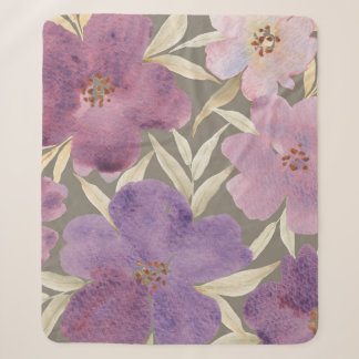 Lilacs on watercolor green background sherpa blanket