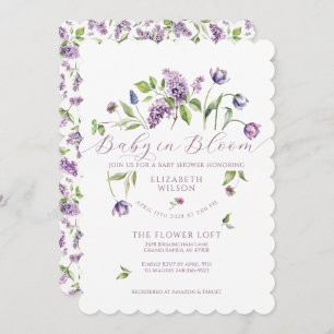 Lilacs & Spring Flowers Baby Shower Invitation