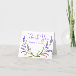 Lilacs Watercolor Purple Floral Wedding Thank You Card