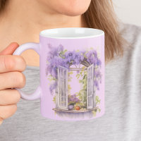 Lilacs window flowers lavender monogram