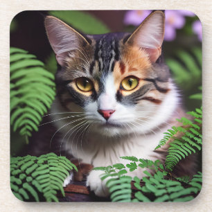 Lilah The Tabby Cat In The Fernery, Coaster
