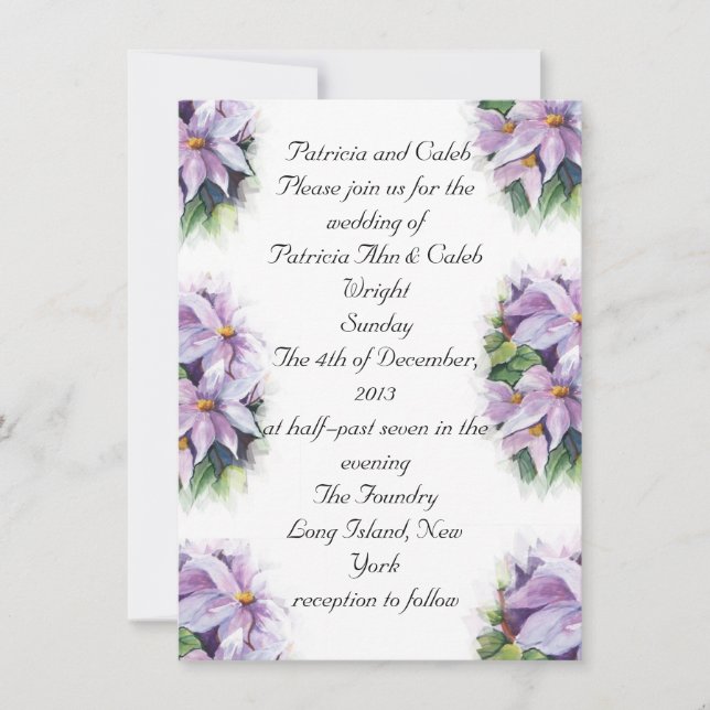 Lilak clematis Wedding Invitation (Front)