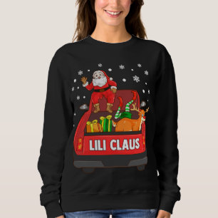Lili Claus Red Truck Santa Reindeer Elf Christmas Sweatshirt
