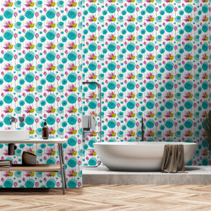 Lili Pads and Lotus Bathroom Wallpaper