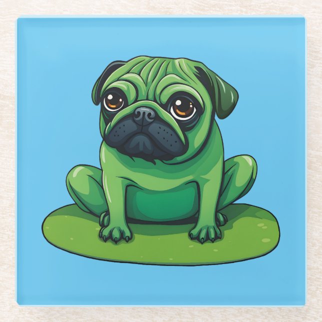 Lili Pug Glass Coaster (Front)