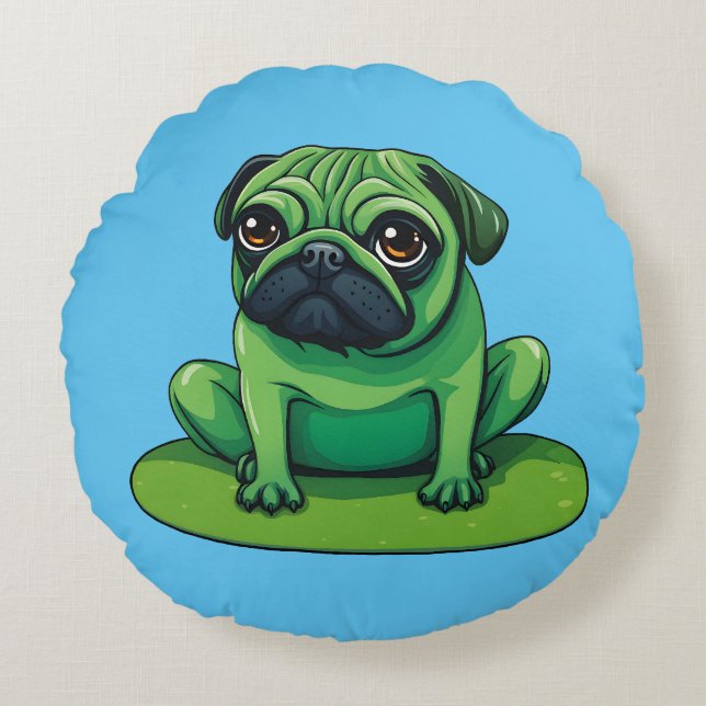 Lili Pug Round Cushion (Front)