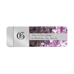 Liliac Flower Monogram Silver Wedding Label