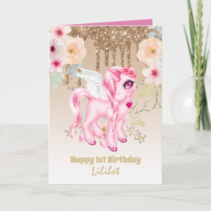 Lilibet 1st Birthday Cards - Princess Unicorns